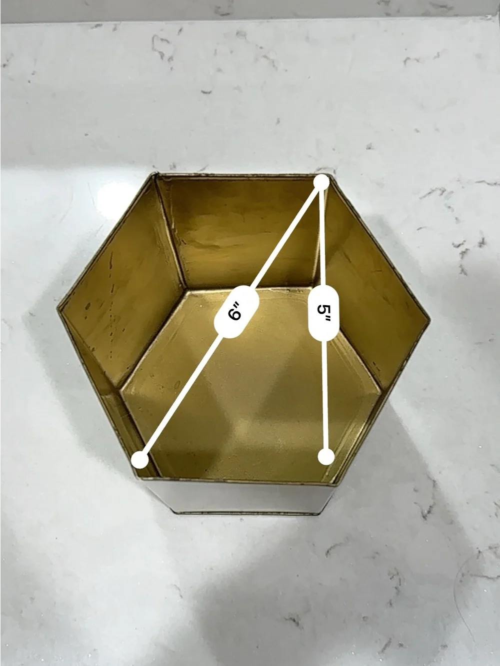 Gold Hexagonal Metal Planter - Modern Home Accent